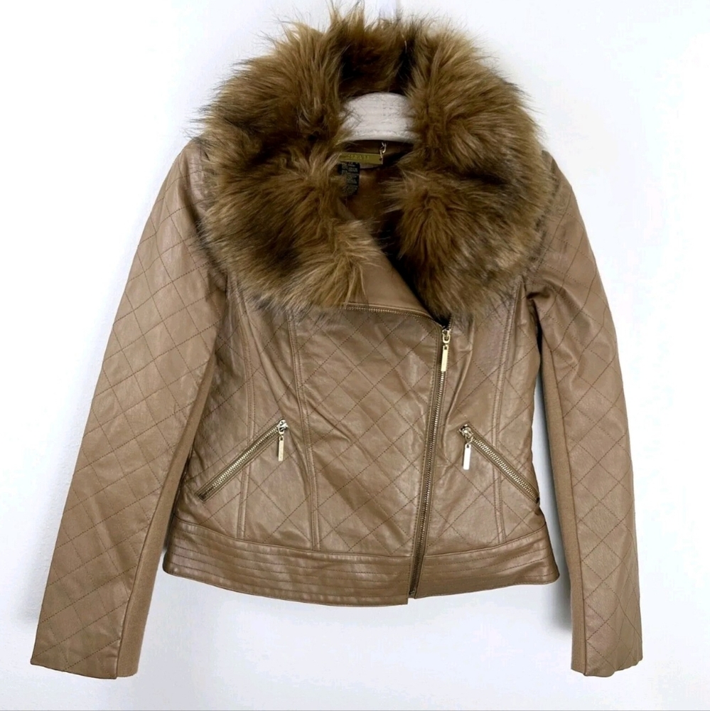 NWT IMAN Global Chic Genuine Leather Moto JacketSize XL RETAIL $249